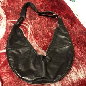 “The Sash” Black Leather Hobo Bag
